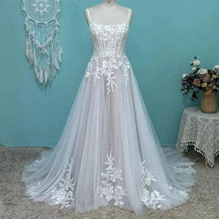 Boho Appliques Lace Wedding Dress - Diva Melody