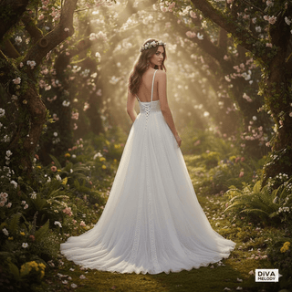 Boho Backless Tulle Wedding Dress - Diva Melody