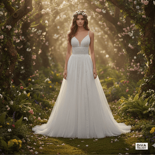 Boho Backless Tulle Wedding Dress - Diva Melody