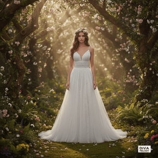 Boho Backless Tulle Wedding Dress - Diva Melody