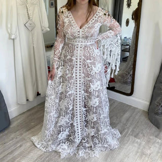 Boho Batwing Sleeve Lace Wedding Dress - Diva Melody