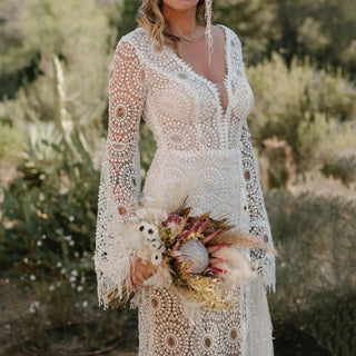 Boho Flare Sleeve Wedding Dress - Diva Melody