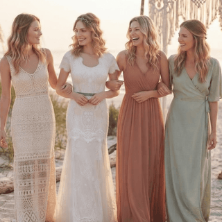Boho Floral Lace A-Line Wedding Dress - Diva Melody