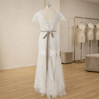 Boho Floral Lace A-Line Wedding Dress - Diva Melody