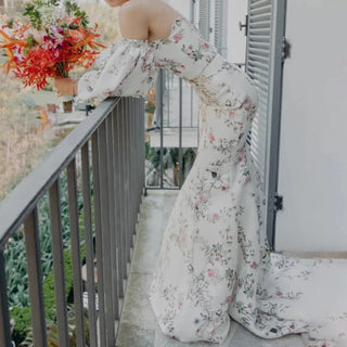 Boho Floral Mermaid Wedding Dress - Diva Melody