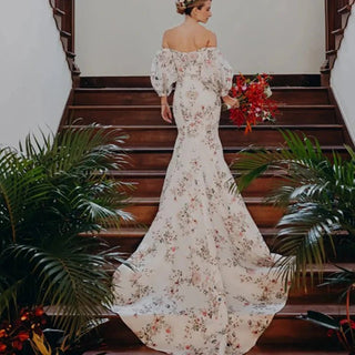 Boho Floral Mermaid Wedding Dress - Diva Melody