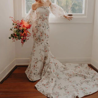 Boho Floral Mermaid Wedding Dress - Diva Melody