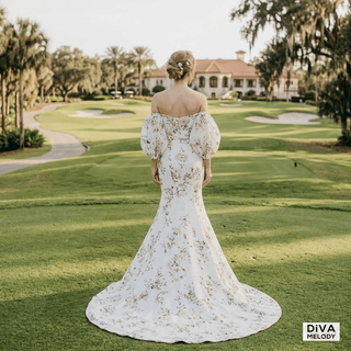 Boho Floral Mermaid Wedding Dress - Diva Melody