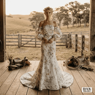 Boho Floral Mermaid Wedding Dress - Diva Melody