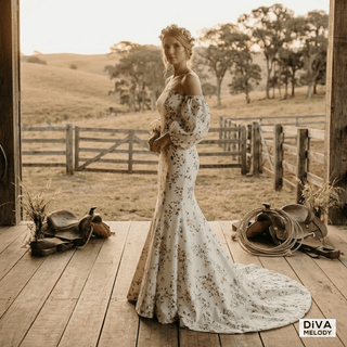 Boho Floral Mermaid Wedding Dress - Diva Melody