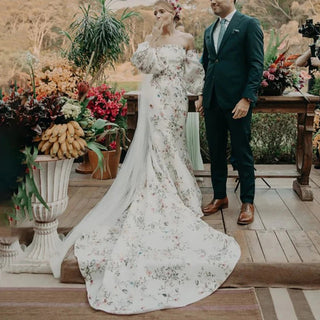 Boho Floral Mermaid Wedding Dress - Diva Melody