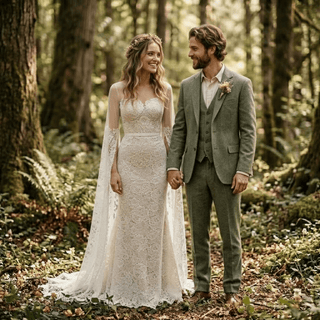 Boho Fringe Illusion Lace Mermaid Wedding Dress - Diva Melody