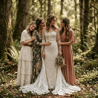 Boho Fringe Illusion Lace Mermaid Wedding Dress - Diva Melody