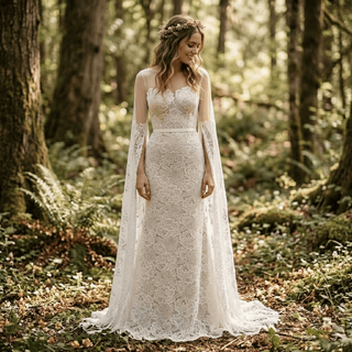 Boho Fringe Illusion Lace Mermaid Wedding Dress - Diva Melody