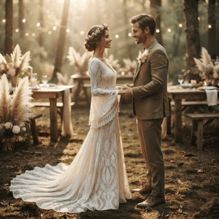 Boho Fringe Lace Wedding Dress - Diva Melody