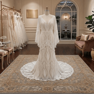 Boho Fringe Lace Wedding Dress - Diva Melody