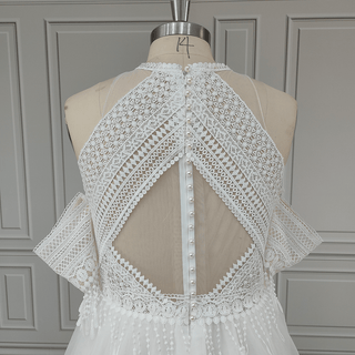 Boho Halter Lace Wedding Dress with Tassels - Diva Melody