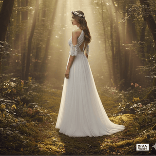 Boho Halter Lace Wedding Dress with Tassels - Diva Melody