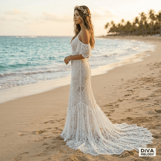 Boho Halter Sheath Bridal Dress - Diva Melody