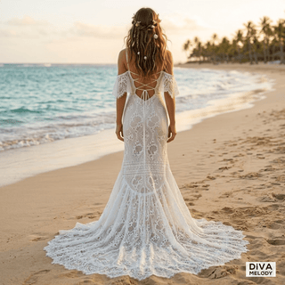 Boho Halter Sheath Bridal Dress - Diva Melody