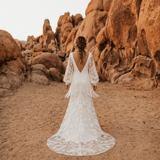 Boho Lace A-Line Wedding Dress - Diva Melody