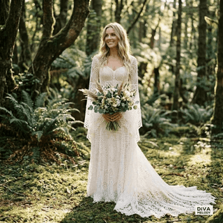 Boho Lace Batwing Gown - Diva Melody