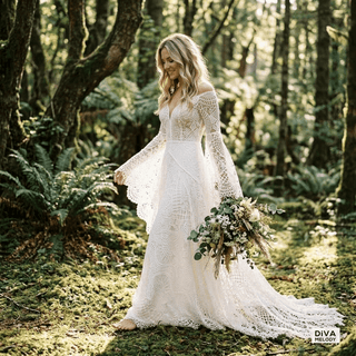 Boho Lace Batwing Gown - Diva Melody