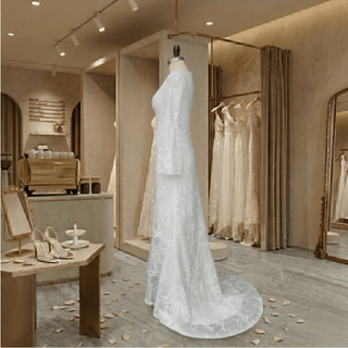 Boho Lace Bell Sleeve Wedding Dress - Diva Melody