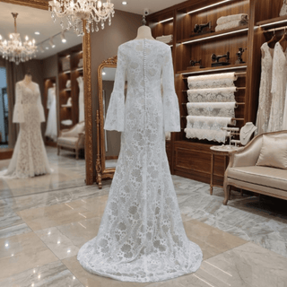Boho Lace Bell Sleeve Wedding Dress - Diva Melody