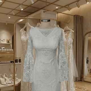 Boho Lace Bell Sleeve Wedding Dress - Diva Melody