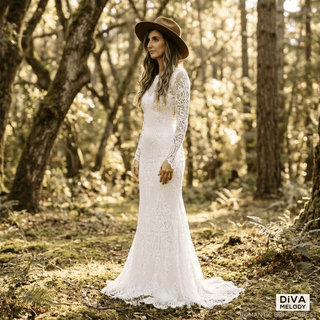 Boho Lace Mermaid Wedding Dress - Diva Melody