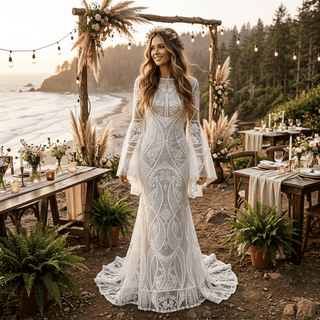 Boho Lace Mermaid Wedding Gown - Diva Melody