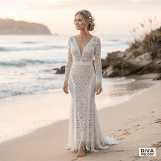 Boho Lace Sheath Gown - Diva Melody