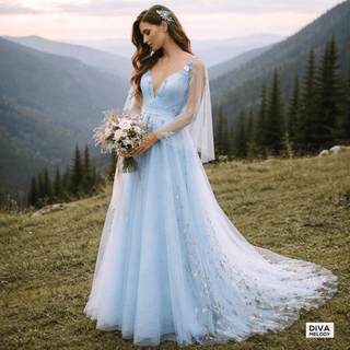 Boho Lace Tulle A - Line Wedding Dress - Diva Melody