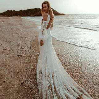 Boho Lace V - Neck Mermaid Gown - Diva Melody