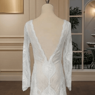 Boho Long Sleeve Lace Sheath Wedding Dress - Diva Melody