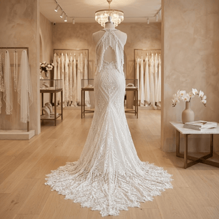 Boho Mermaid Wedding Dress with Tassel Lace - Diva Melody