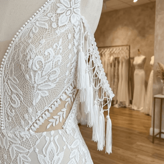 Boho Mermaid Wedding Dress with Tassel Lace - Diva Melody