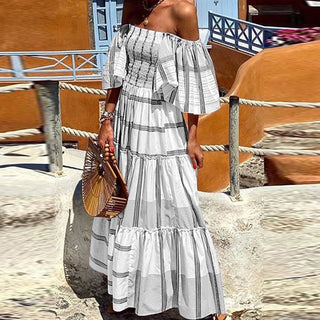 Boho Off - Shoulder A - Line Beach Dress - Diva Melody