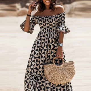 Boho Off - Shoulder A - Line Beach Dress - Diva Melody