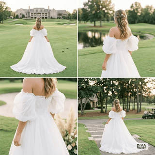 Boho Off Shoulder Princess Wedding Dress - Diva Melody