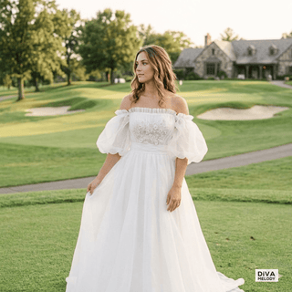 Boho Off Shoulder Princess Wedding Dress - Diva Melody