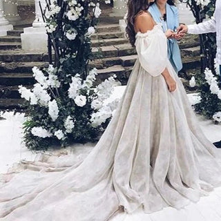 Boho Off Shoulder Princess Wedding Dress - Diva Melody