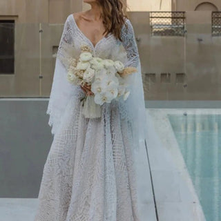 Boho Poet Bell Sleeve Wedding Dress - Diva Melody