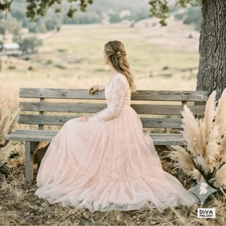 Boho Romantic Lace A Line Bridal Gown - Diva Melody
