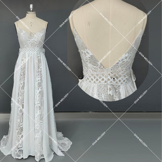 Boho Spaghetti Strap Bridal Dress - Diva Melody