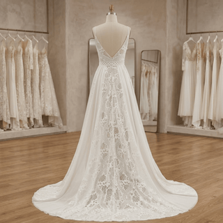 Boho Spaghetti Strap Bridal Dress - Diva Melody