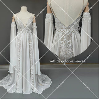 Boho Spaghetti Strap Bridal Dress - Diva Melody