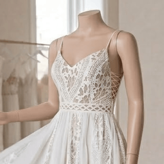 Boho Spaghetti Strap Bridal Dress - Diva Melody