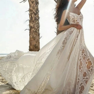 Boho Spaghetti Strap Bridal Dress - Diva Melody